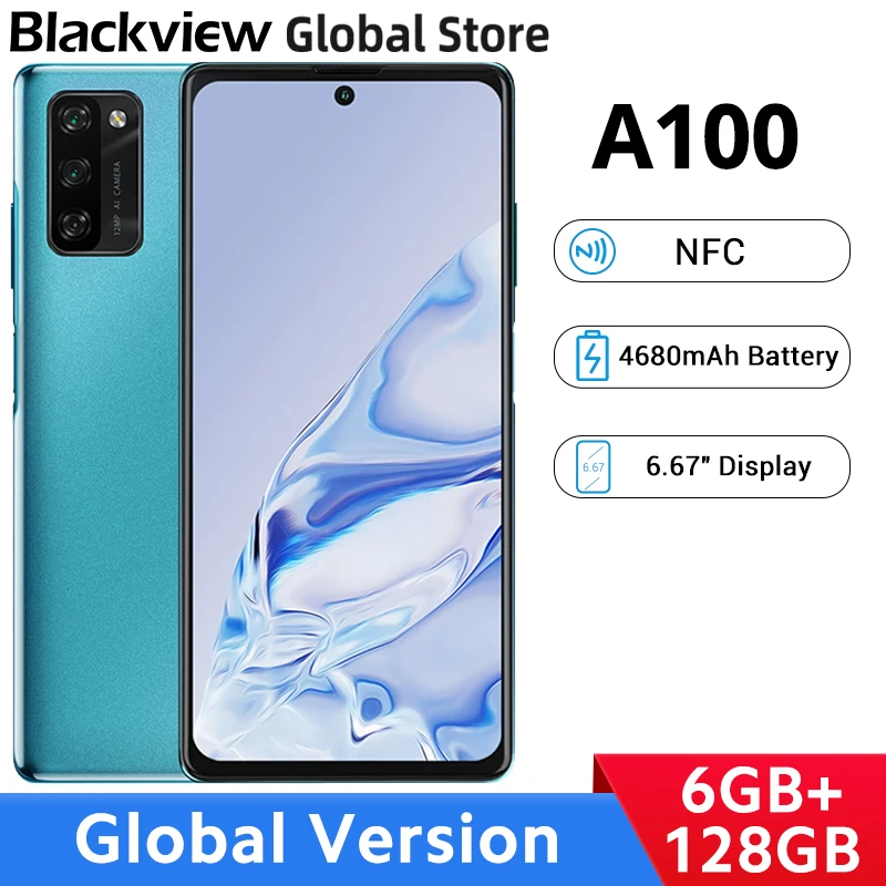 Смартфон Blackview A100 6 + 128 ГБ экран 67 дюйма NFC Helio P70 восемь ядер аккумулятор 4680 мАч -