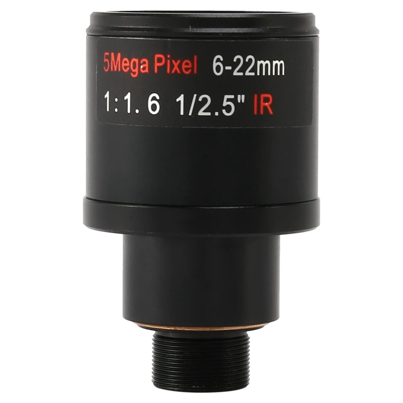 Retail CCTV Lens 1/2.5 Inch 6-22Mm 5MP M12 Mount Varifocal Lens F1.6 For 4MP/5MP CMOS/CCD Sensor Security IP/AHD Camera