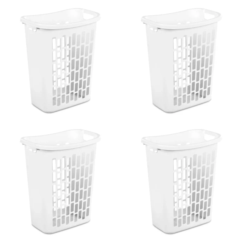 

Mainstays Rectangular Open Laundry Hamper Plastic, White, Set of 4