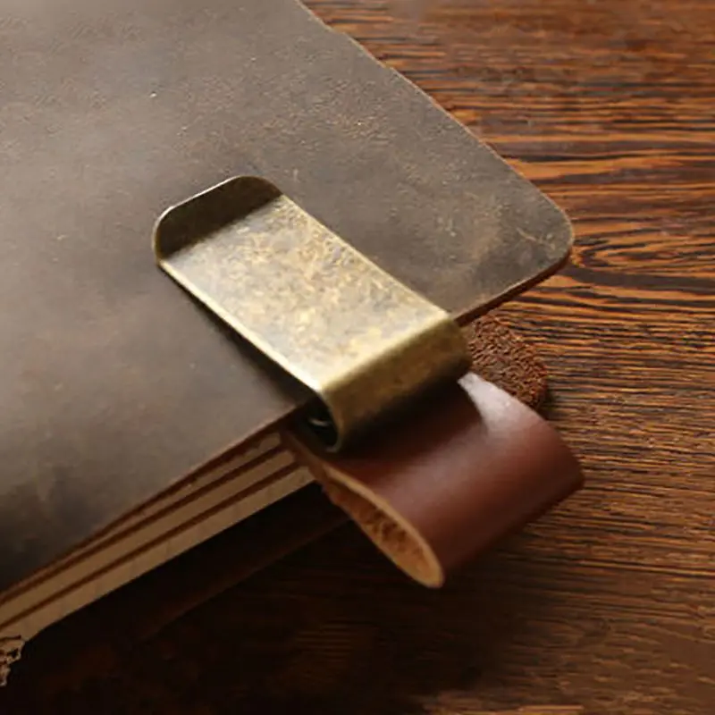 

Vintage Stainless Steel Leather Notebook Pen Clip Journal Paper Folder Note Book Decor Portable Memo Pen Holder Stationery