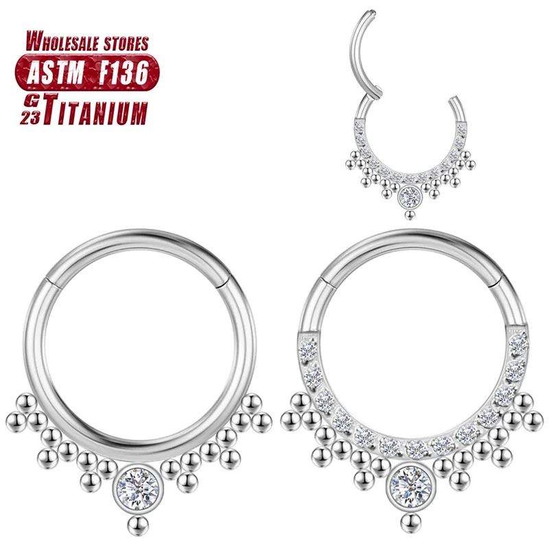 

F136 Titanium Piercing Helix Cartilage Tragus Hoop Ear Clips Zircon Nose Ring Septum Clicker Daith 16g Women Sexy Body Jewelry