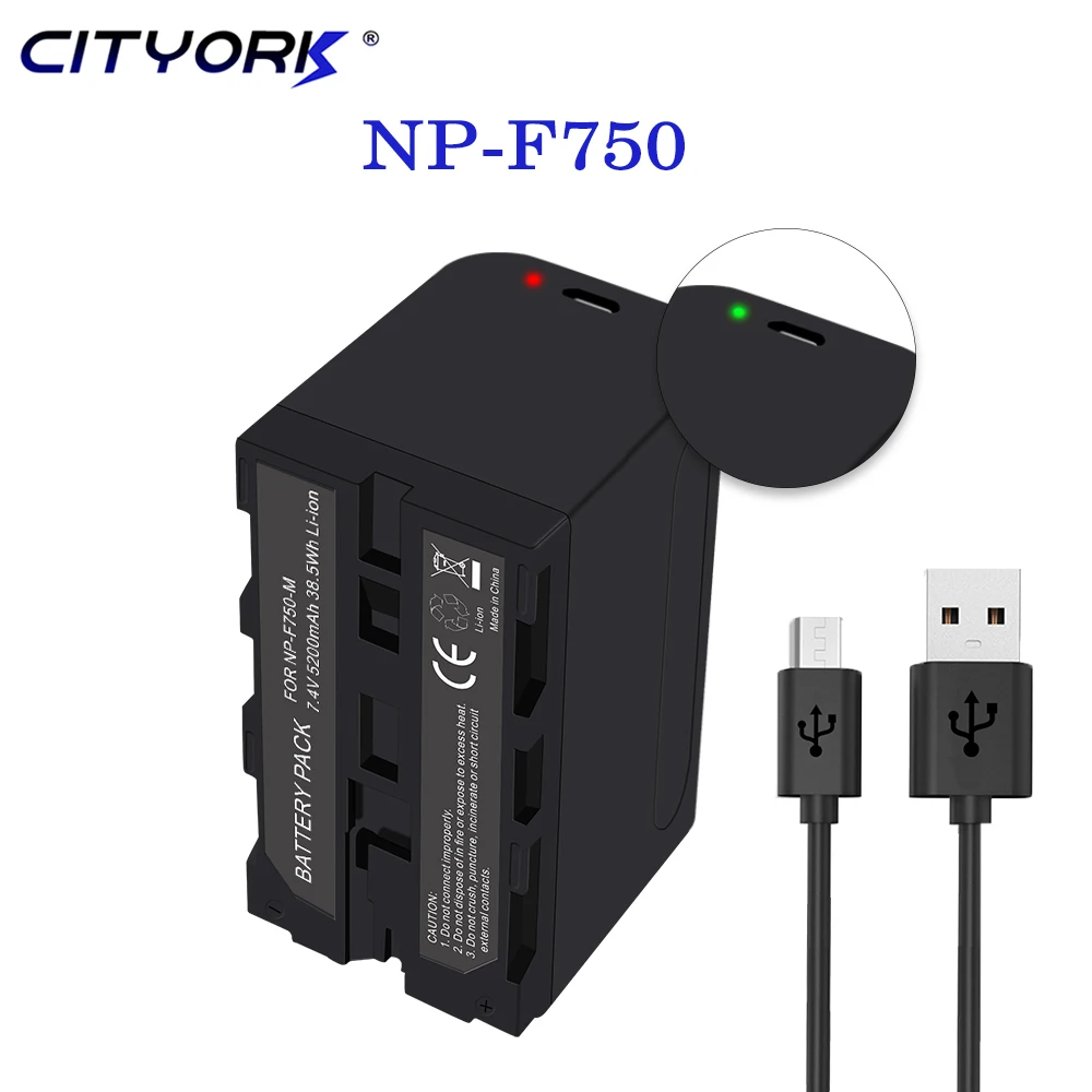 

CITYORK NP F750 NP-F750 NP F770 Battery for Sony NP F970 F960 F550 F570 QM91D CCD-RV100 TRU47E, USB charging