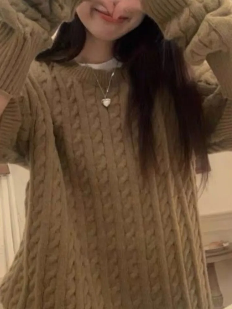 

Knitwear sweater Harajuku retro autumn and winter street Japanese lazy style loose niche tops pullovers stitched sleeves