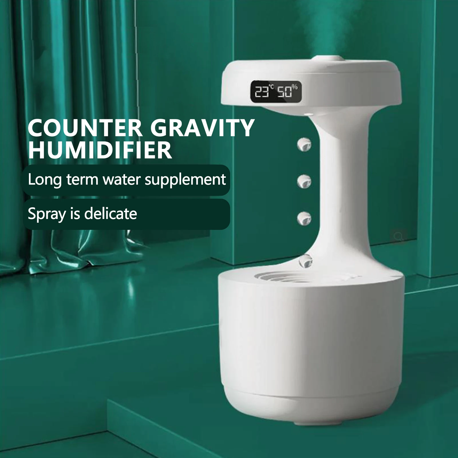 

Anti-gravity Water Drop Humidifier Countercurrent Humidifiers Silent Ultrasonic Cool Mist Maker Fogger with Colorful Light