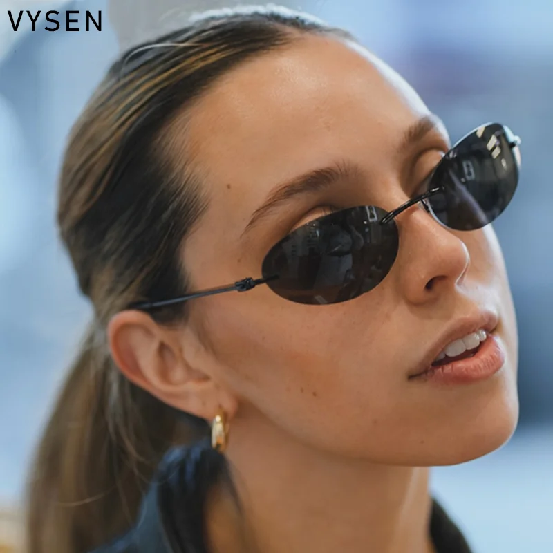 Солнцезащитные очки без оправы для мужчин и женщин небольшие овальные Роскошные