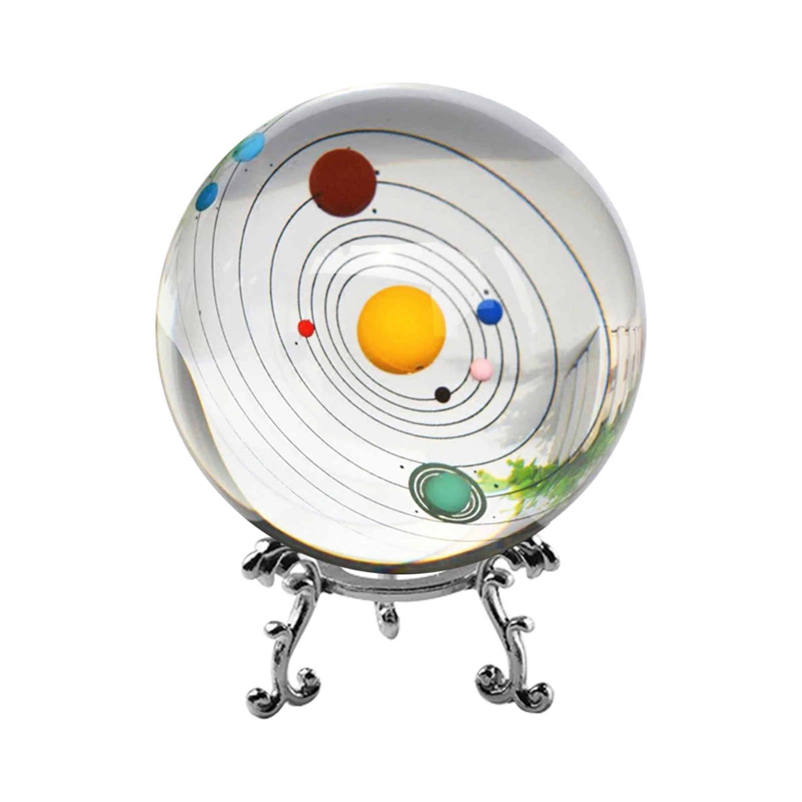 

3D Solar System Crystal Ball Sphere Home Decor Gift With Base Planet Model Science Astronomy Learning Toys For Children