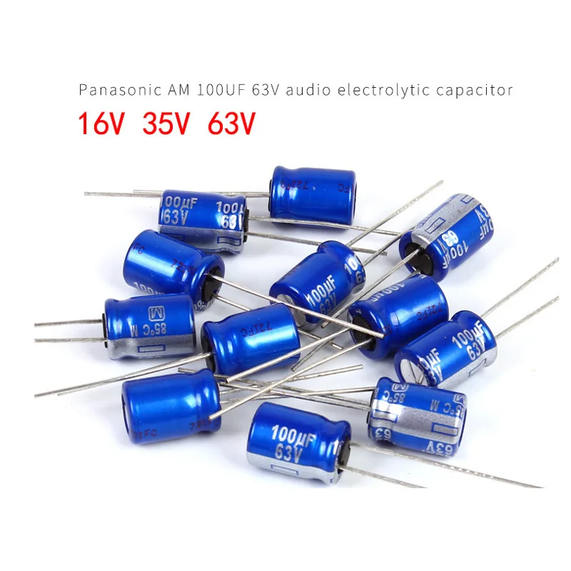 

10 шт. Panasonic Япония AM серия 100UF 16V 35V 63V аудио электролитический конденсатор Amp конденсаторы высокая частота низкое сопротивление