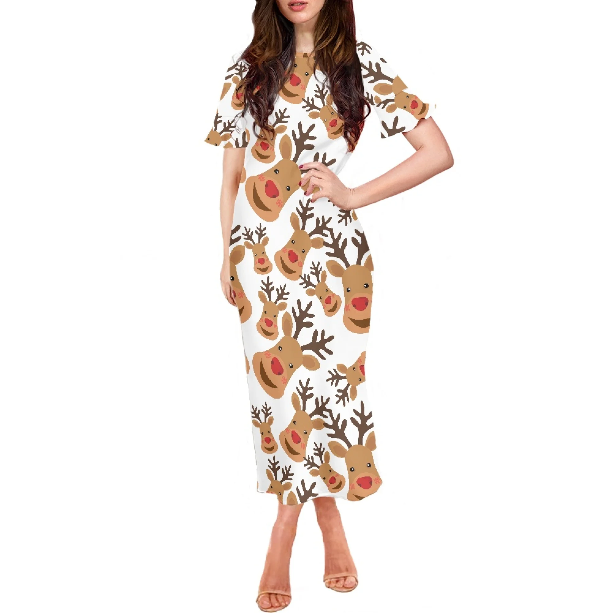 

Новая Осенняя юбка с рукавами баской и круглым вырезом, пикантное облегающее полинезийское платье с родовым принтом, рождественское платье...