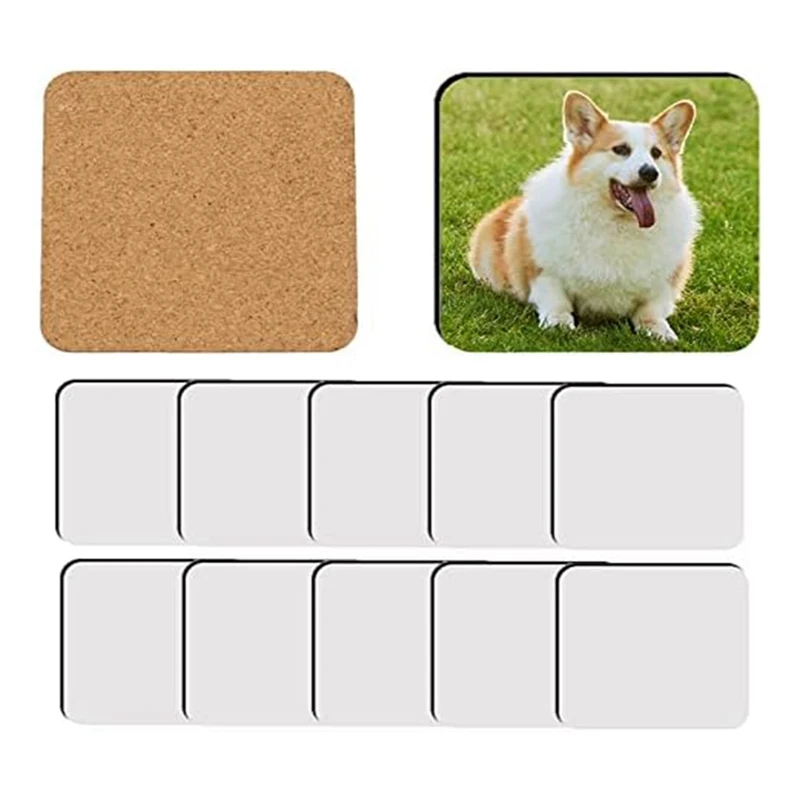 

12 Pcs Blank MDF Cork Coasters Blanks Hardboard Cork Coasters Blanks Bulk MDF DIY Coasters