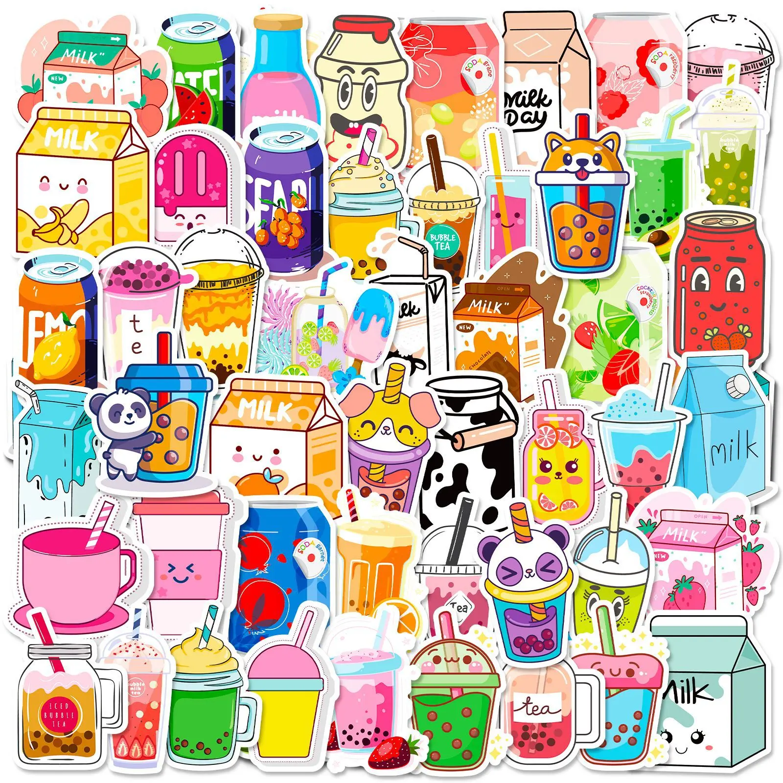 

50pcs Cartoon New Children's Water Cup Stickers Cute Small Fresh Drink Bottle Graffiti Stickers