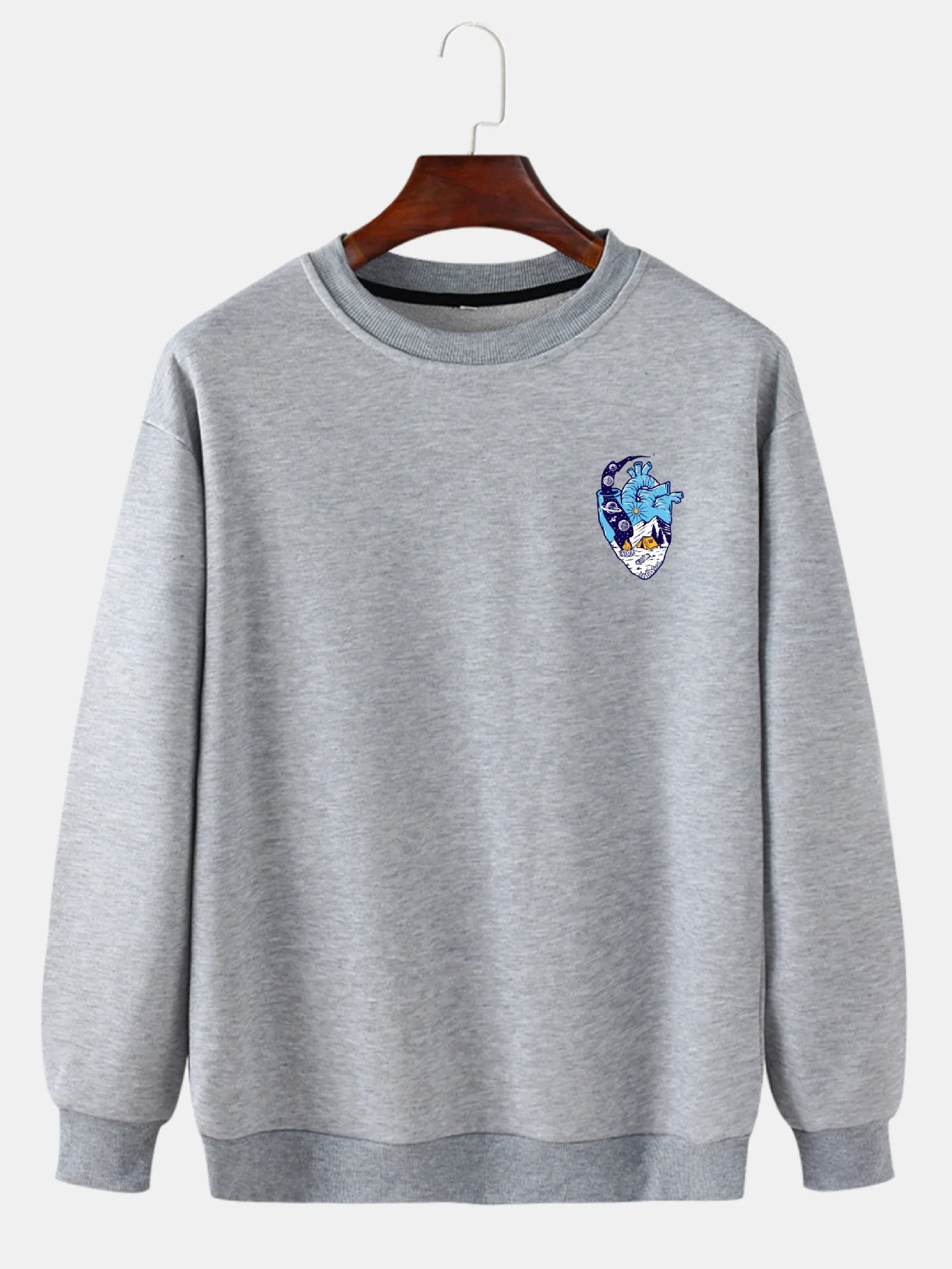 

Men's Cartoon Pattern Printing Oversized Round Neck Sweater Tide Brand Fashion Fashion Loose Casual Sports Simple Cotton Top