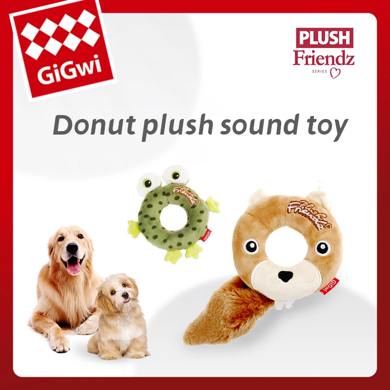 

GiGwi Dog Toys Plush Friends Series Animal Donuts Fleece Rubber Washable Toy Interactive Toys For Dog Puppy Pets Accessories