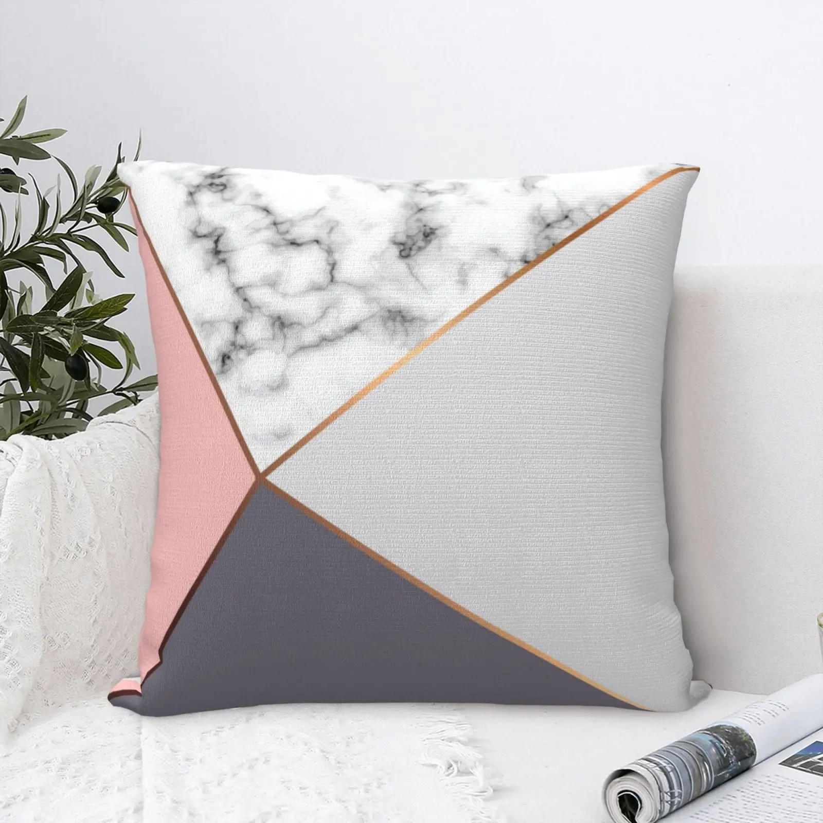 

Brief Marble Geometric 10 Pillow Case Polyester Cushion Cover Summer Pillow Cover Zipper Black Accessories For Home Decor Soft