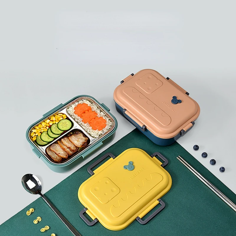 

Collision color 304 stainless steel lunch box sealed students canteen play lunch box work lunch bento box