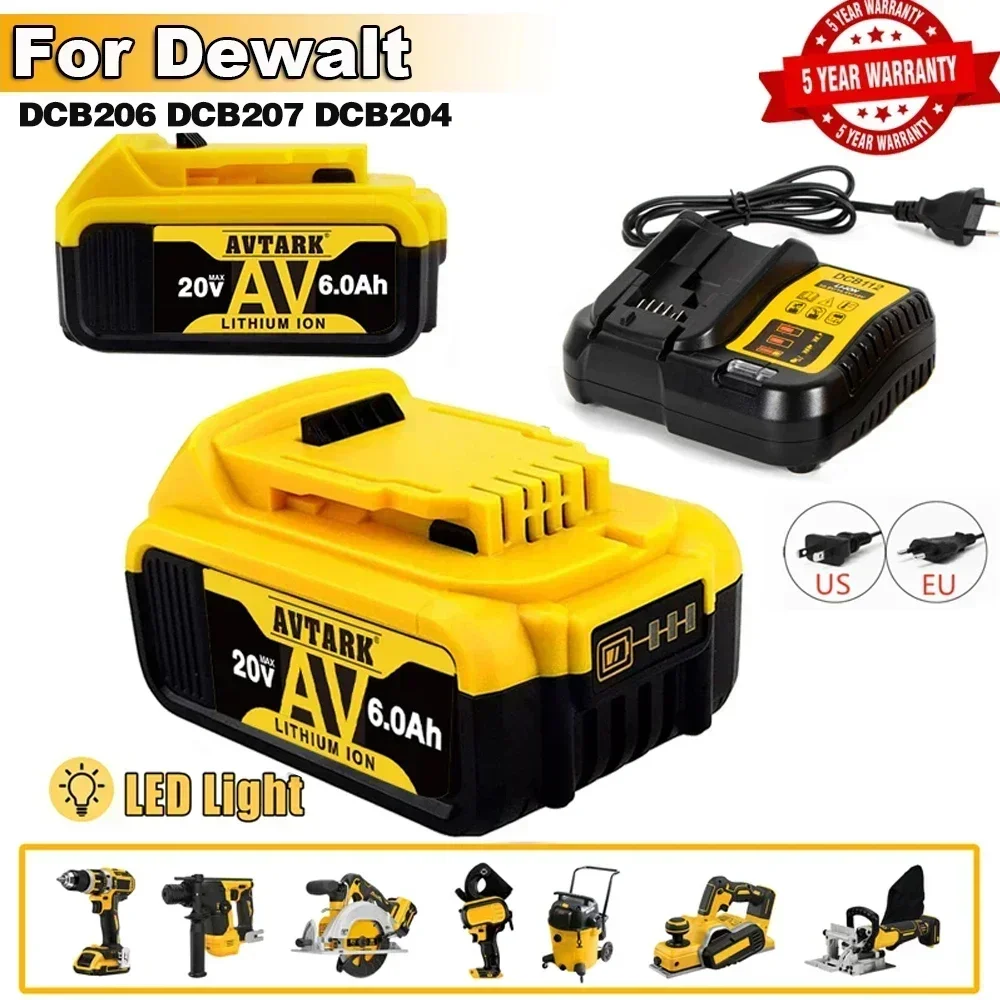 Фото Новая аккумуляторная батарея, подходящая для замены аккумулятора Dewalt 20 В 8,0 Ач DCB200 DCB204 DCB206 DCB207 электроинструменты №5