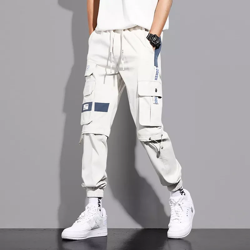 

Cargo Pants Men Ribbons Pockets Joggers Hip Hop Men's Trousers Fashion Sweatpants Streetwear