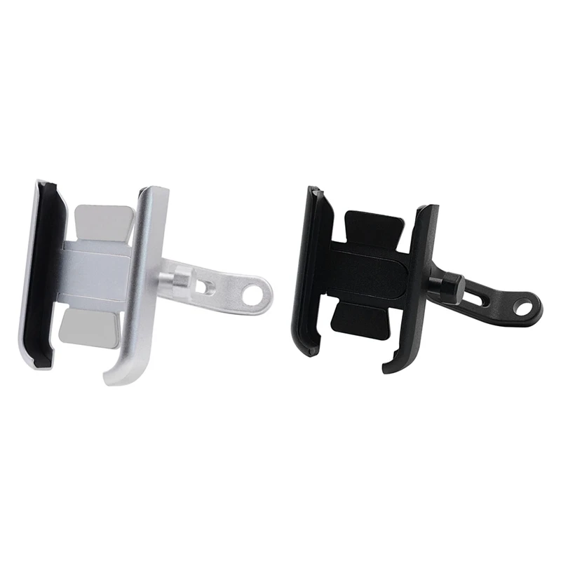 

2 Pcs Cycling Stand Bracket Adjustable Bike Bicycle Handlebar Phone Rear View Mirror Phone Holder-Silver & Black