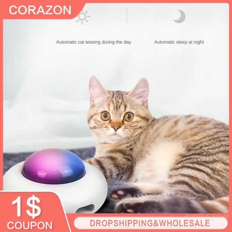 

Cat Teaser Electric Usb Charging Pet Turntable Interactive Auto Cat Supplies Teaser Wand Feather Toy Ufo Style Cat Stick Toy
