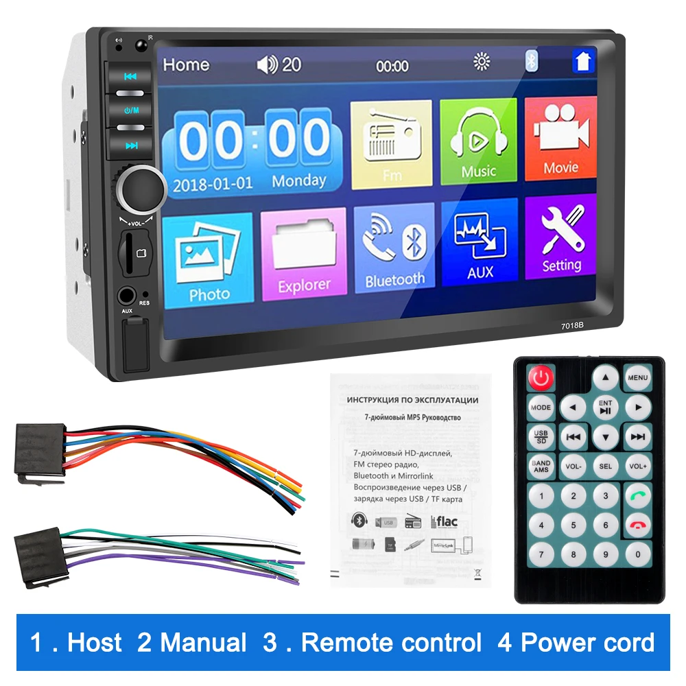 

Автомобильный MP5-плеер Mirror Link, стереоприемник 7 дюймов, AUX, 7010B /7012B/7018B, типоразмер 2DIN