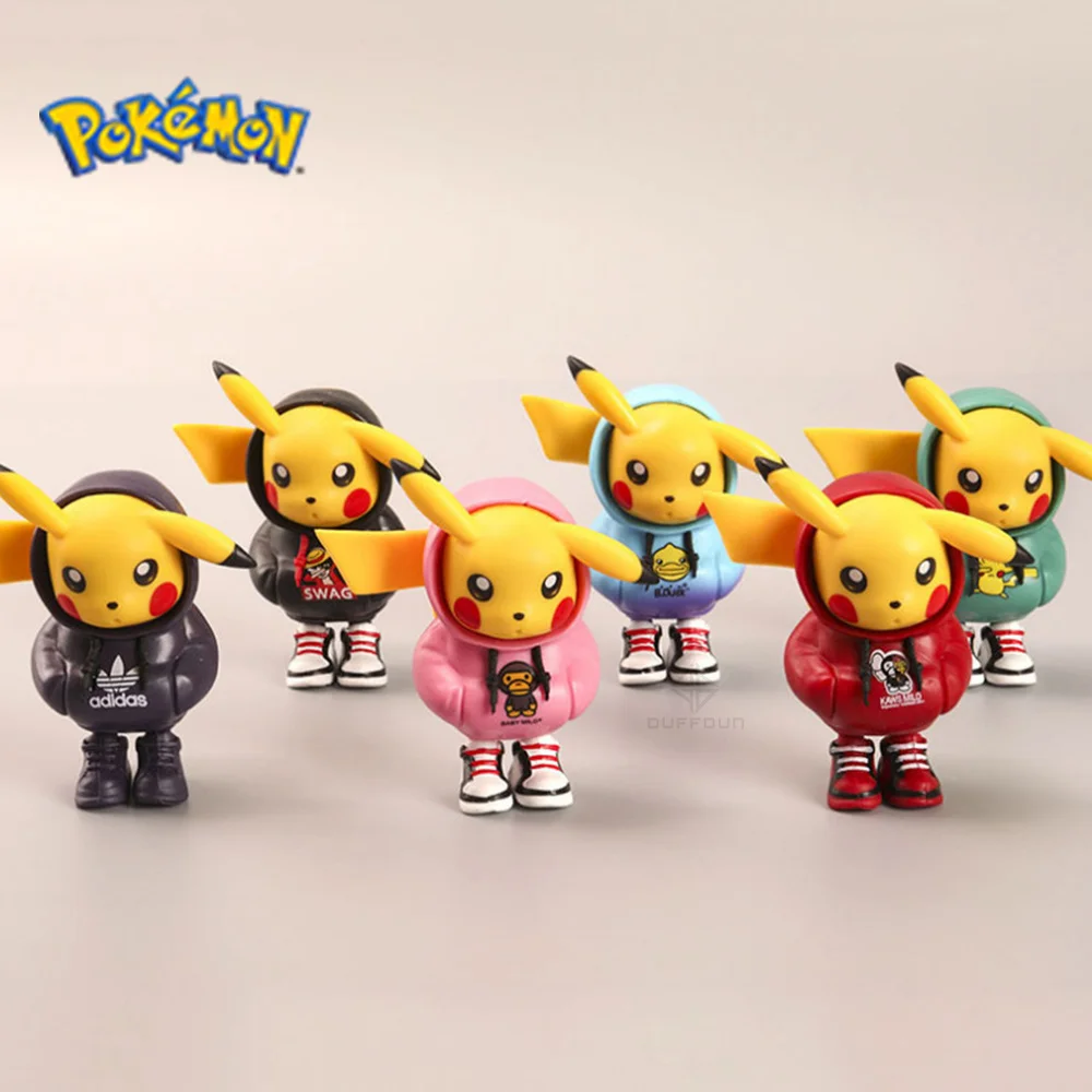 

Игрушечные фигурки Пикачу со стоячим осанкой, свитер, модная модель платья с вставками, украшения из ПВХ, комиксные Мультяшные куклы