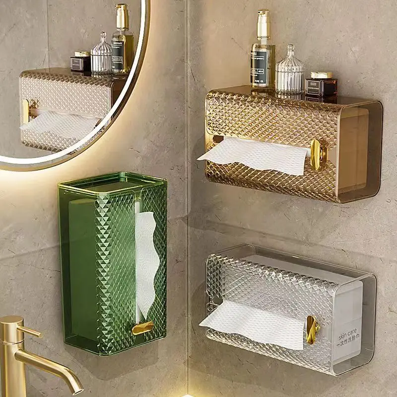 

Tissue Box Wall-Mounted Facial Tissue Face Cloth Storage Toilet Toilet Kitchen Upside down Paper Extraction Box Light