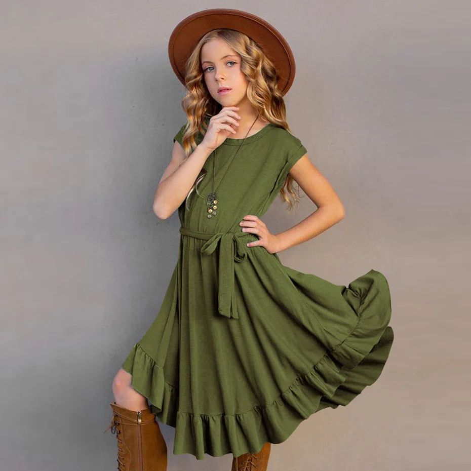 

Summer Casual Dress Kids Dresses For Girls Ruffles Fashion Party Dress Children Clothes Princess Dress Girl 7 8 9 10 11 12 Years