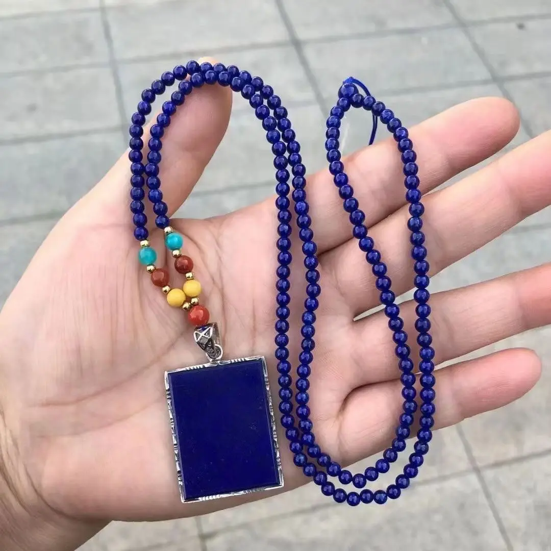 

Top Natural Lapis Lazuli Pendant Necklace Jewelry For Woman Men Gift Wealth Crystal Stone 27x34x5mm Beads Energy Gemstone AAAAA