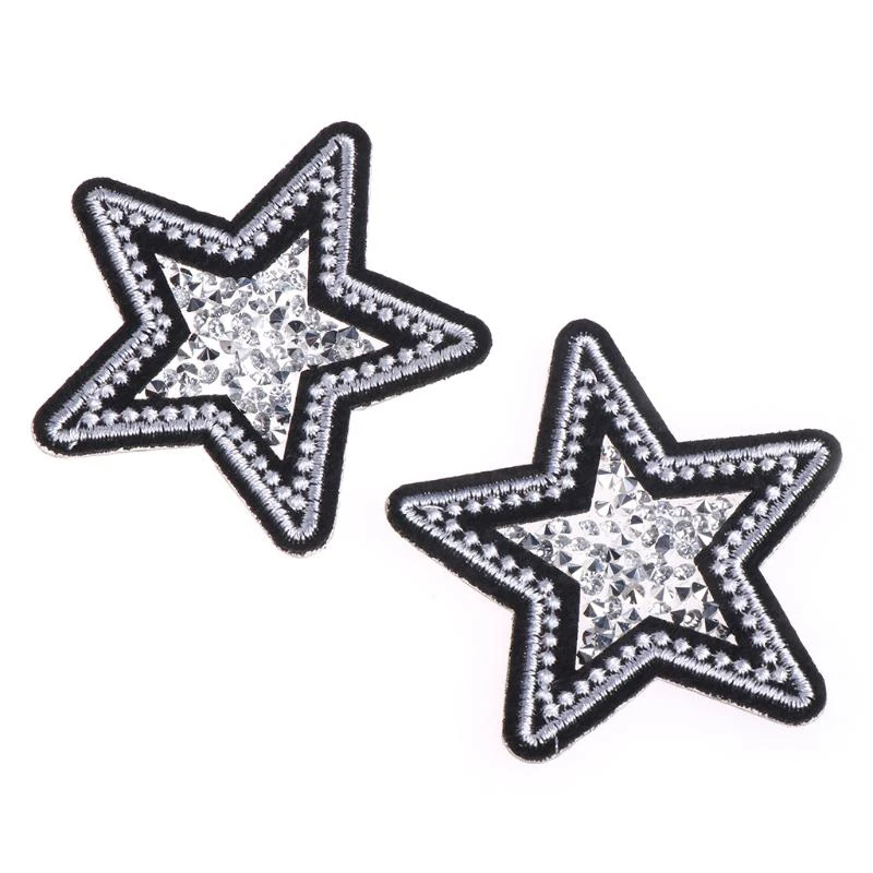 

2Pcs Star Patches Hotfix Rhinestone Trim Iron On Rhinestones Crystal Motifs Applique For Children Supply Women Clothes Patch Bag