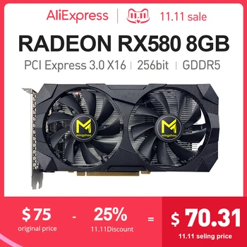 Radeon RX 580 8GB gddr5 256bit GPU juego de ordenador tarjeta gráfica minería Tasa de hash 28mh / S 1