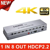 4K 60Hz HDMI 2.0 1x8 Splitter Multi Screen Display 1 In 8 Out Screen Mirroring HDMI Splitter for PS3 PS4 Camera PC To TV Monitor
