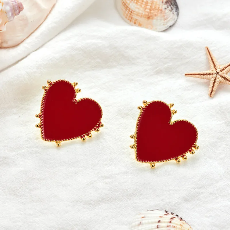 

Women Trendy Punk Red Heart Vintage Dangle Earrings Temperament Earing Fashion Jewelry 2022