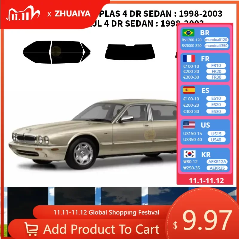 

Нанокерамическая Автомобильная УФ-пленка Precut для окон, автомобильная пленка для окон JAGUAR VADEN PLAS 4 DR SEDAN 1998-2003