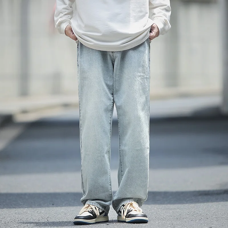 

Jeans Pants for Men 2022 New Autumn/Winter Light Blue Jeans Men's Loose Casual Straight Harem Pants Streetwear Men