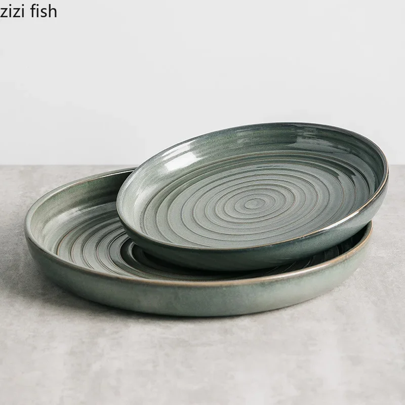 Винтажная Резьбовая керамическая плоская тарелка для стейка десертная тарелки