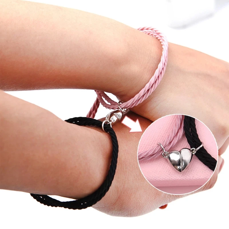 

Magnetic Suction Lovers Elastic Bracelets Fashionable Love Cupid Love Both Men And Women Charm Bracelets Stainless Steel