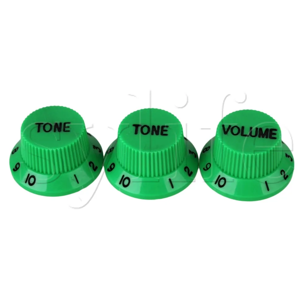 

3pcs Green 1 Volume 2 Tone Plastic Electric Guitar Bell Hat Knobs 5.5mm Dia Hole