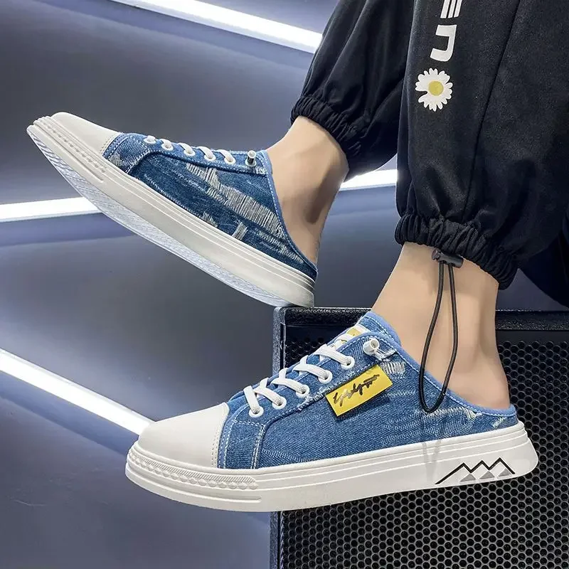 Тапки мужские резиновые повседневные сланцы холщовые модные элегантные удобные