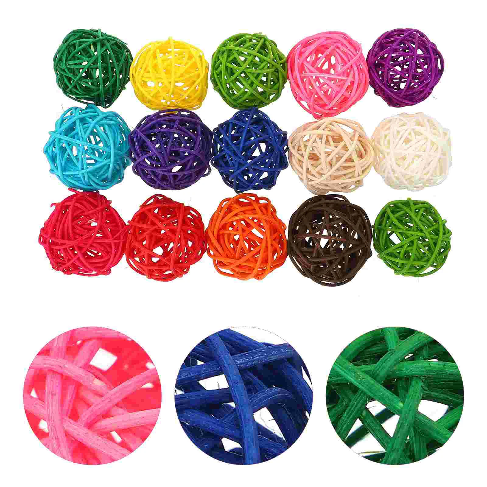 

20pcs Bird Rattan Balls Orbs Vase Fillers Parakeet Balls Crafts Rattan Balls Colorful Wicker Orbs