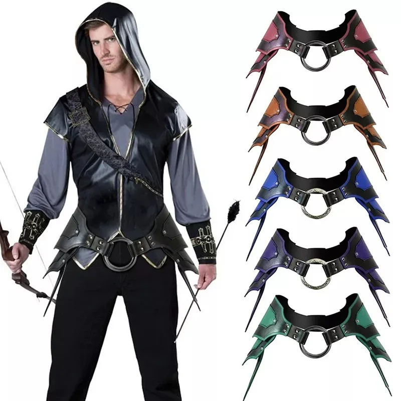 Middle Ages Dark Warrior Knight Reenactment Accessory Leather Tasset Hunter Archer Waist Armor Faulds Belt LARP O Ring Waistband