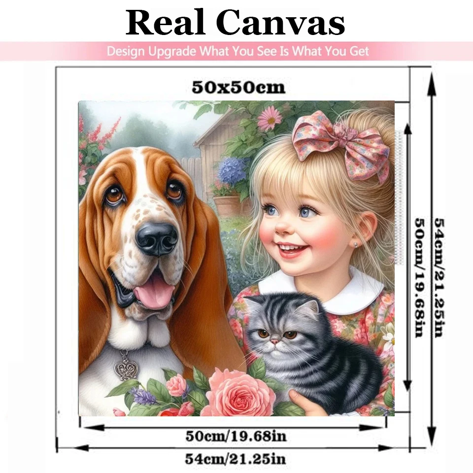 Алмазная живопись 5D сделай сам 2024 новая серия вышивка маленькой девочки и щенка