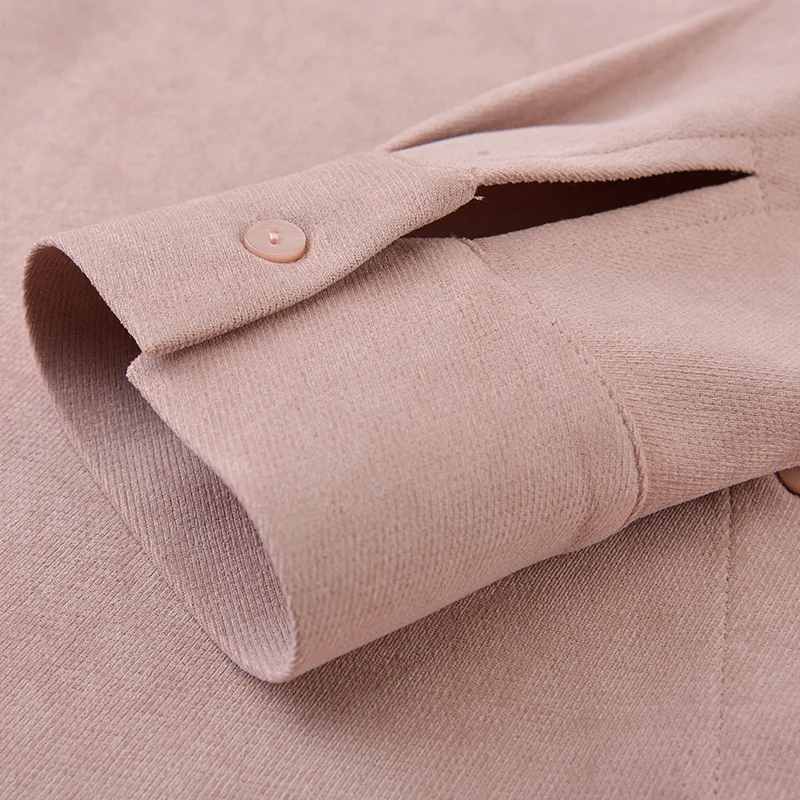 Утолщенные розовые рубашки женские с длинным рукавом 2024 осень и зима новая