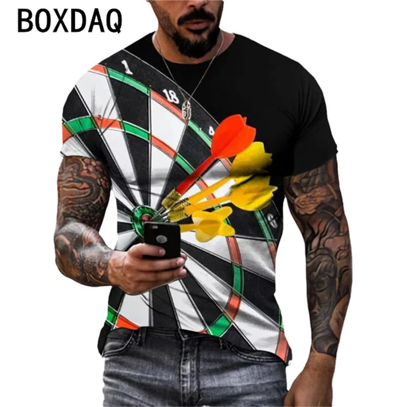 

Fashion New Darts Graphic T-shirts 3D Print Novel Funny Trend Pattern Tee Men Casual Short Sleeve Summer Tee Plus Size Men Tee