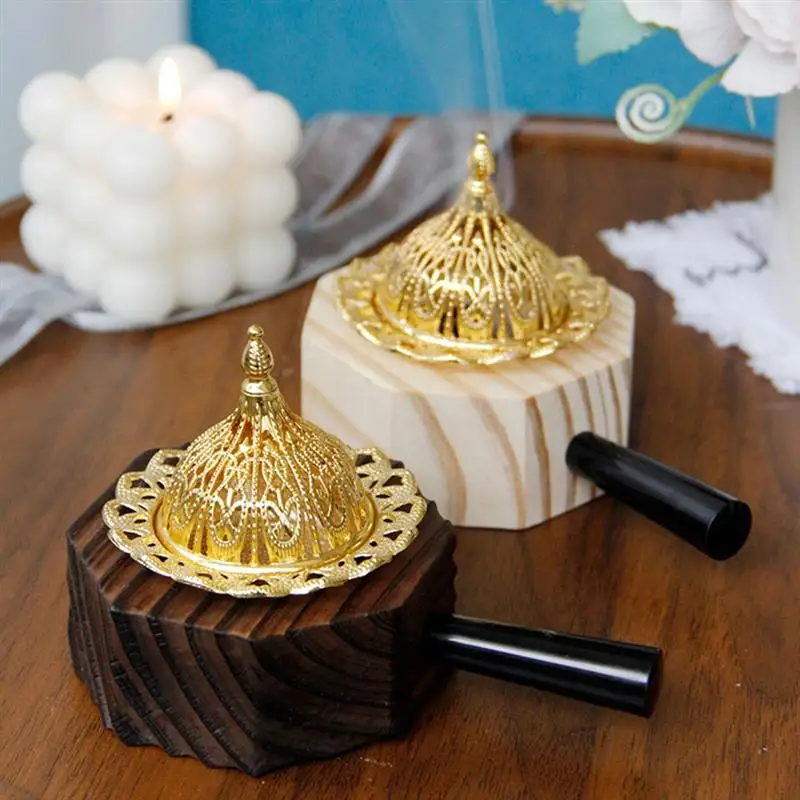 

Wooden Long Handled Incense Burner Handheld Small Censer Eid Style Ornament