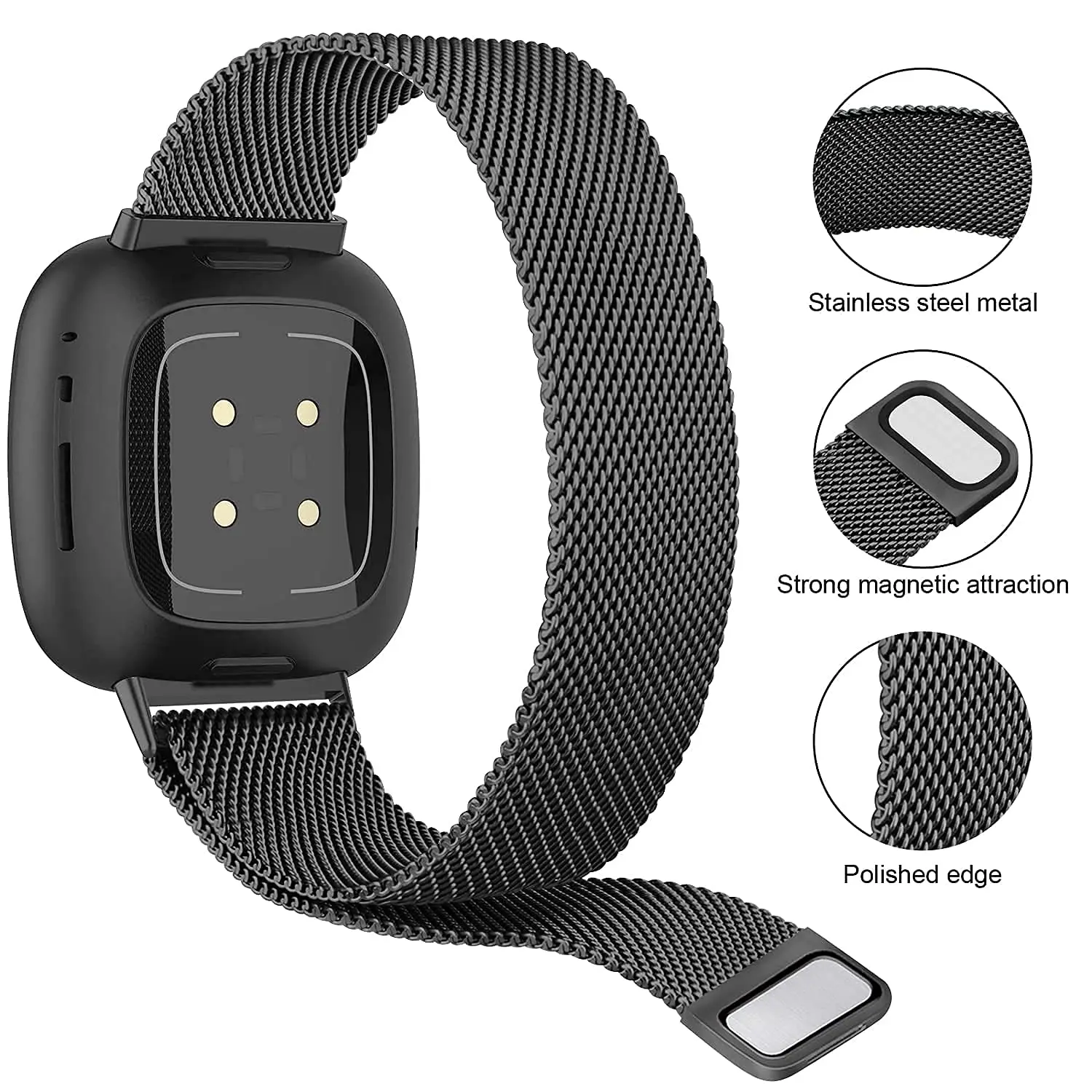 Миланский ремешок для Fitbit versa 3 Sense/Lite с магнитной петлей металлический браслет из