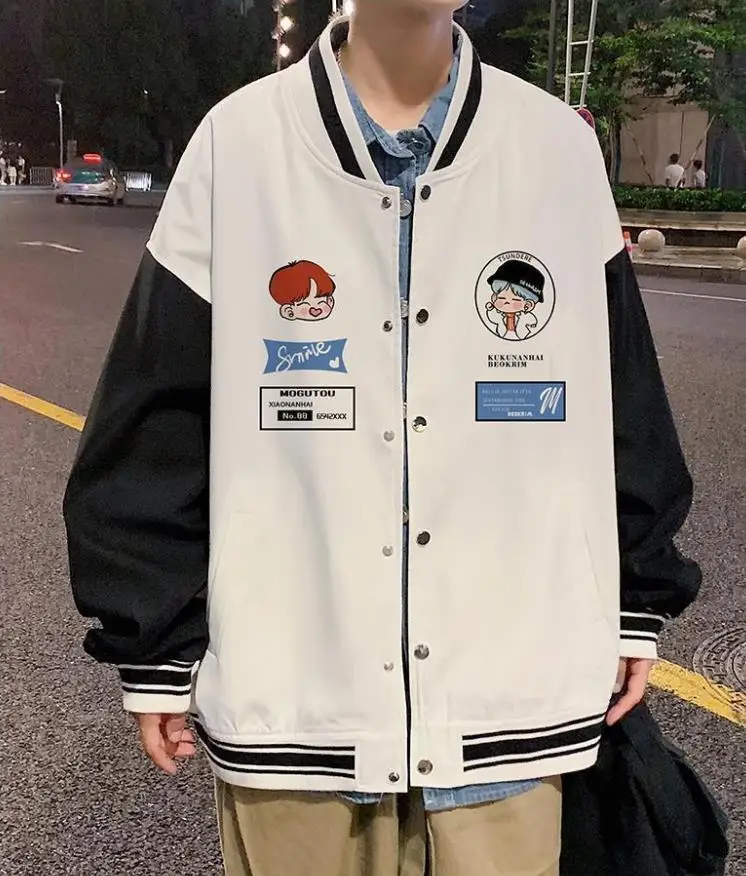 

Новинка, мужские куртки, новинка, модная бейсбольная Джерси, Повседневный Кардиган, пальто для пары, весна и осень, свободный верх, мужская о...