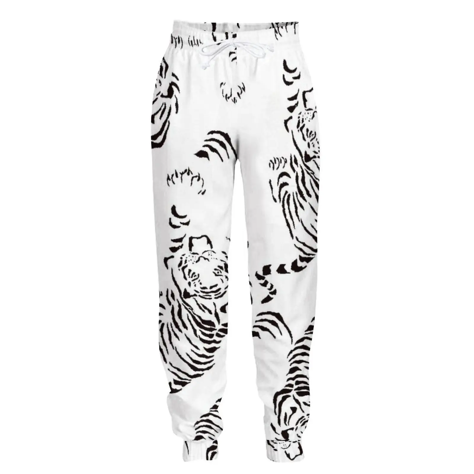 

Jumeast Jogger Baggy Mens Pants Black And White Tiger Pattern Print Tracksuit Trousers Straight Pant For Men Casual Sweatpants