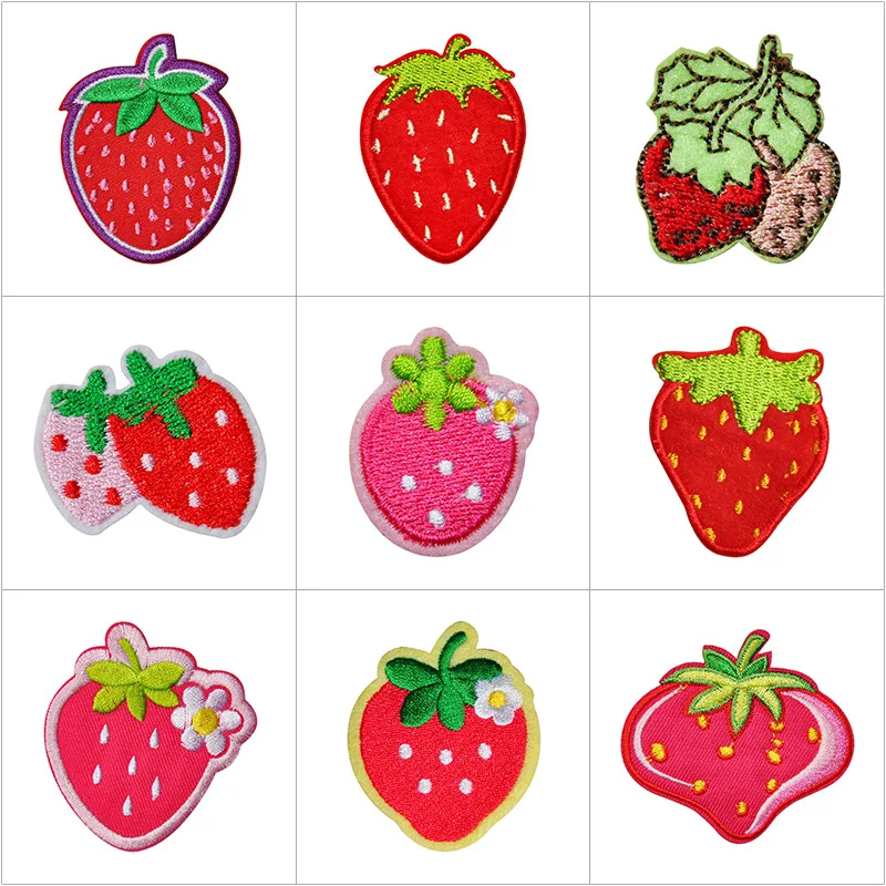 

5Pcs Strawberry Patches Cartoon Appliques for Clothing Iron on Patches for Clothes Embroidered Sewing Supplies Cute Kids Badge