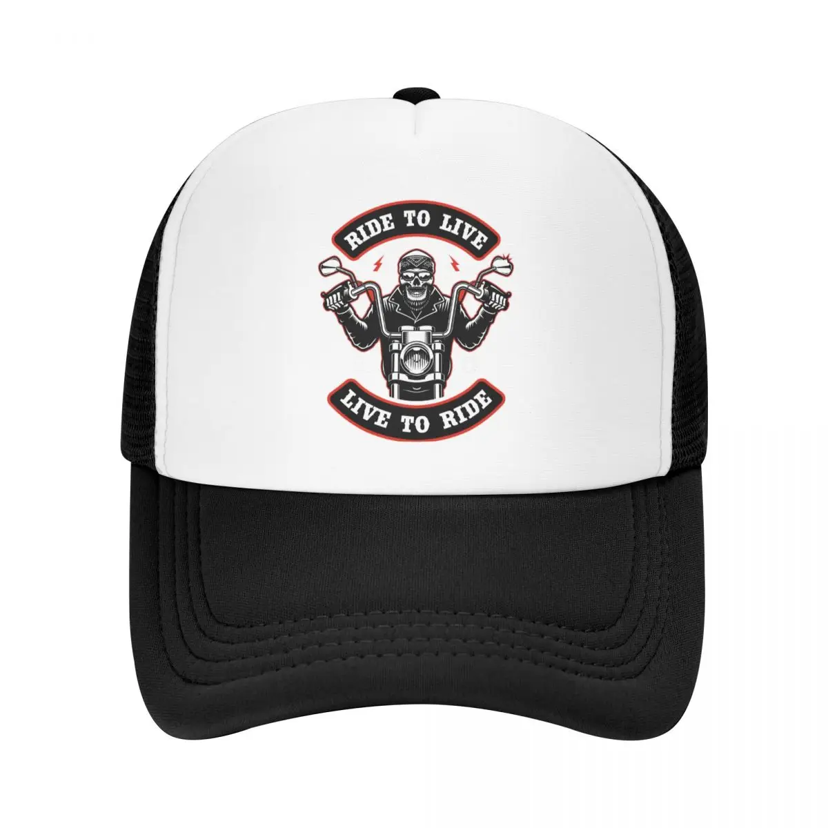 

Fashion Rockabilly Ride To Live Baseball Cap Men Women Adjustable Rock Biker Skull Trucker Hat Outdoor Snapback Hats Summer Caps