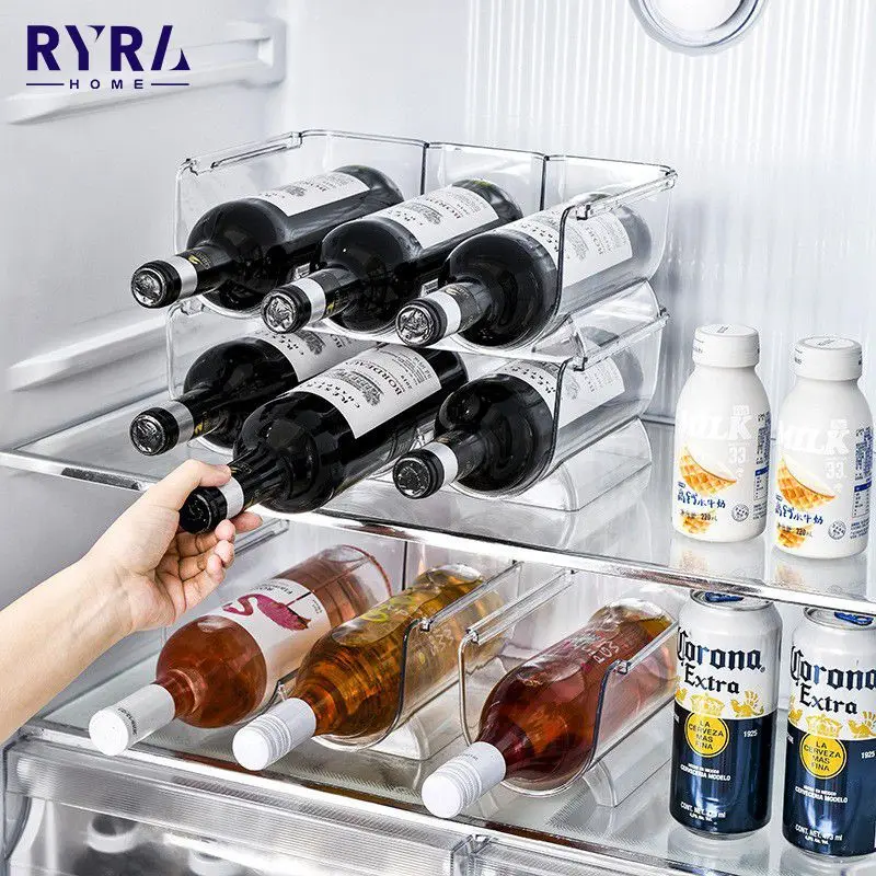 

Beer Wine Bottle Holder Kitchen Refrigerator Organizer Shelf Acrylic Water Bottle Shelves For Drinking Bottle Beverage Storage