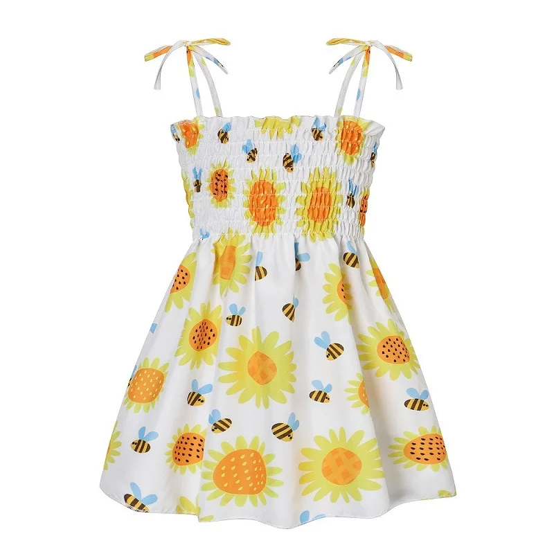 Купи Baby Girls Dress 2022 Summer Kids Clothes Children Sleeveless Flower Print Princess Dress Elegant 1 2 3 4 5 6 Year Girl Dresses за 461 рублей в магазине AliExpress